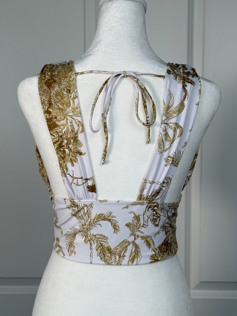 GEODE SWIMWEAR Rio Tankini Top , Size Small, Tan/white Print - Picture 11 of 14